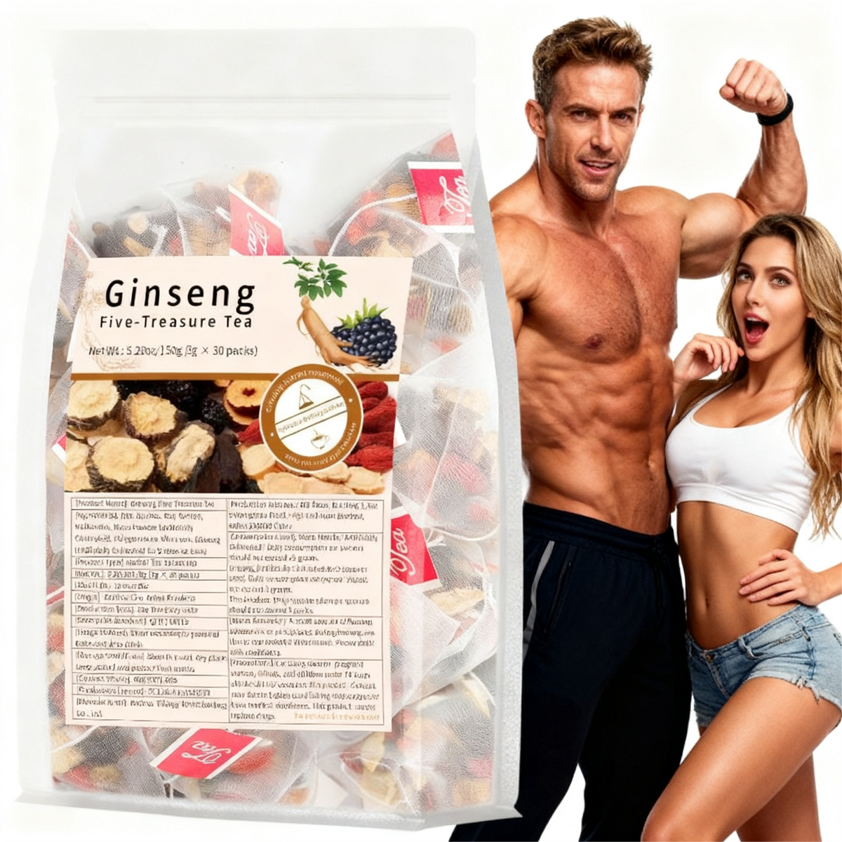 Ginseng Five Treasure Tea → شاي الجينسنغ الخماسي