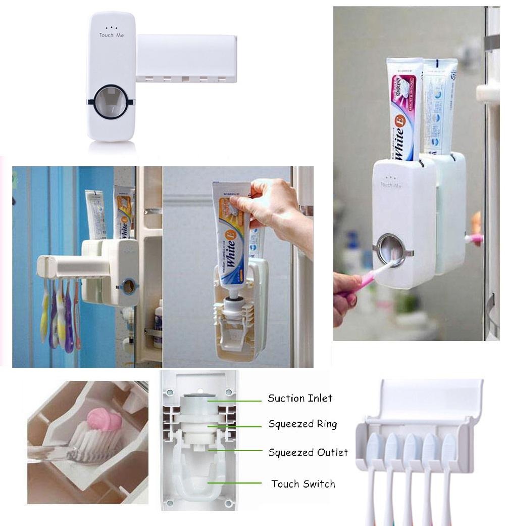 Premium Automatic Toothpaste Dispenser with Toothbrush Holder – Wall Mounted Bathroom Essential