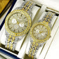 Luxury Couple Watch Set – Rose Gold Diamond-Style Wristwatches (No Box)