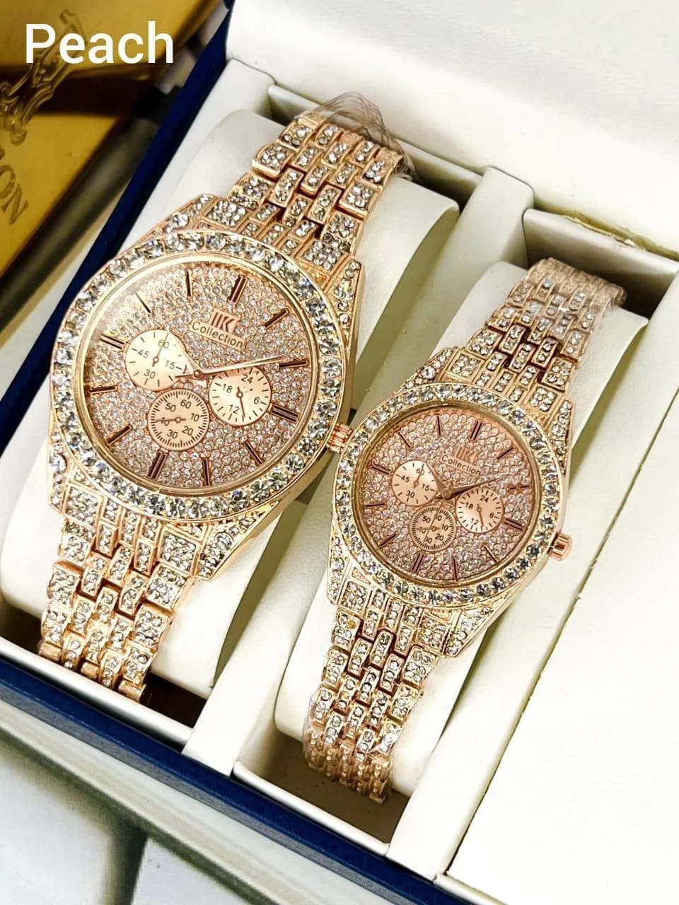 Luxury Couple Watch Set – Rose Gold Diamond-Style Wristwatches (No Box)