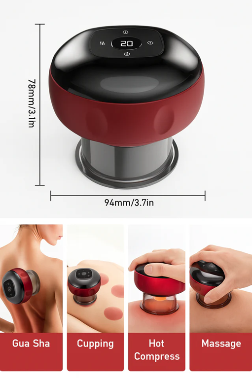 Electric 3-in-1 Cupping Therapy & Cellulite Massager, Rechargeable Gua Sha
