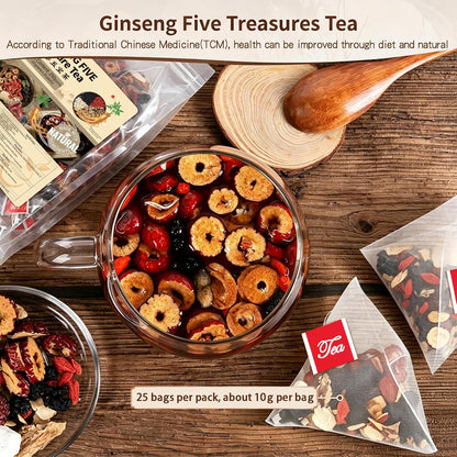 Ginseng Five Treasure Tea- 25 Servings